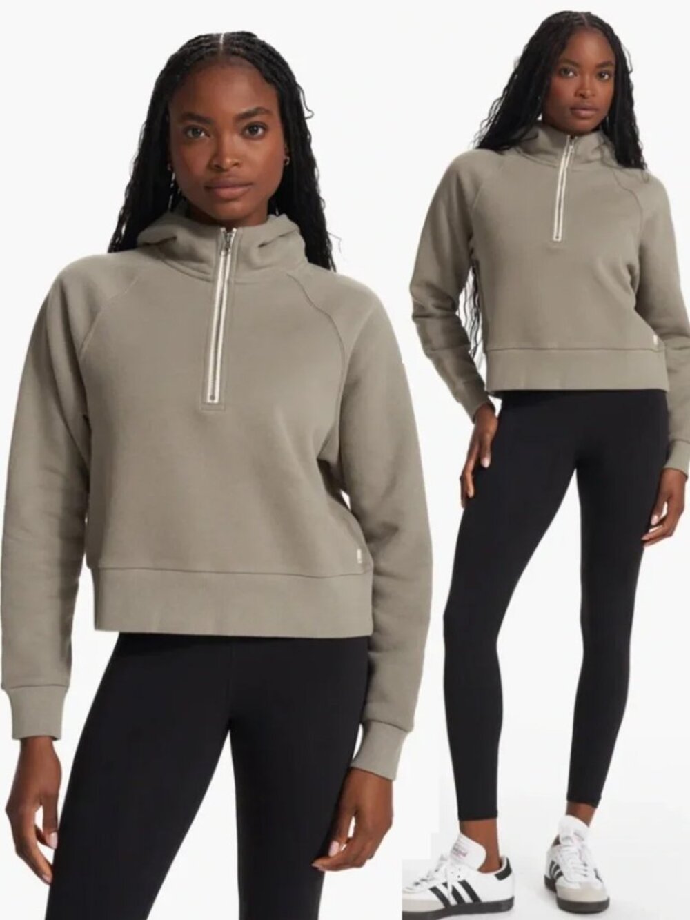 Vuori Restore Half Zip Hoodie Fleece Pullover Sweatshirt XL Wood Ash Green $118